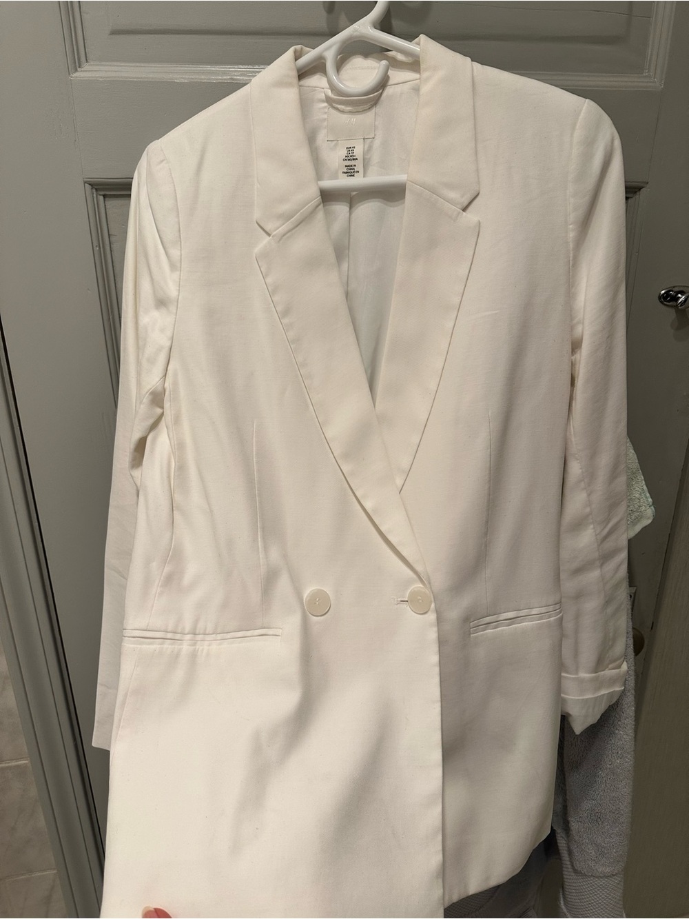 H&M White Double Button Blazer